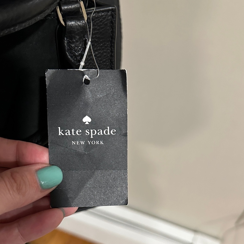 *KATE SPADE* Black Leather Lena Mini Tote Crossbody w/ Gold Logo - Picture 11 of 12